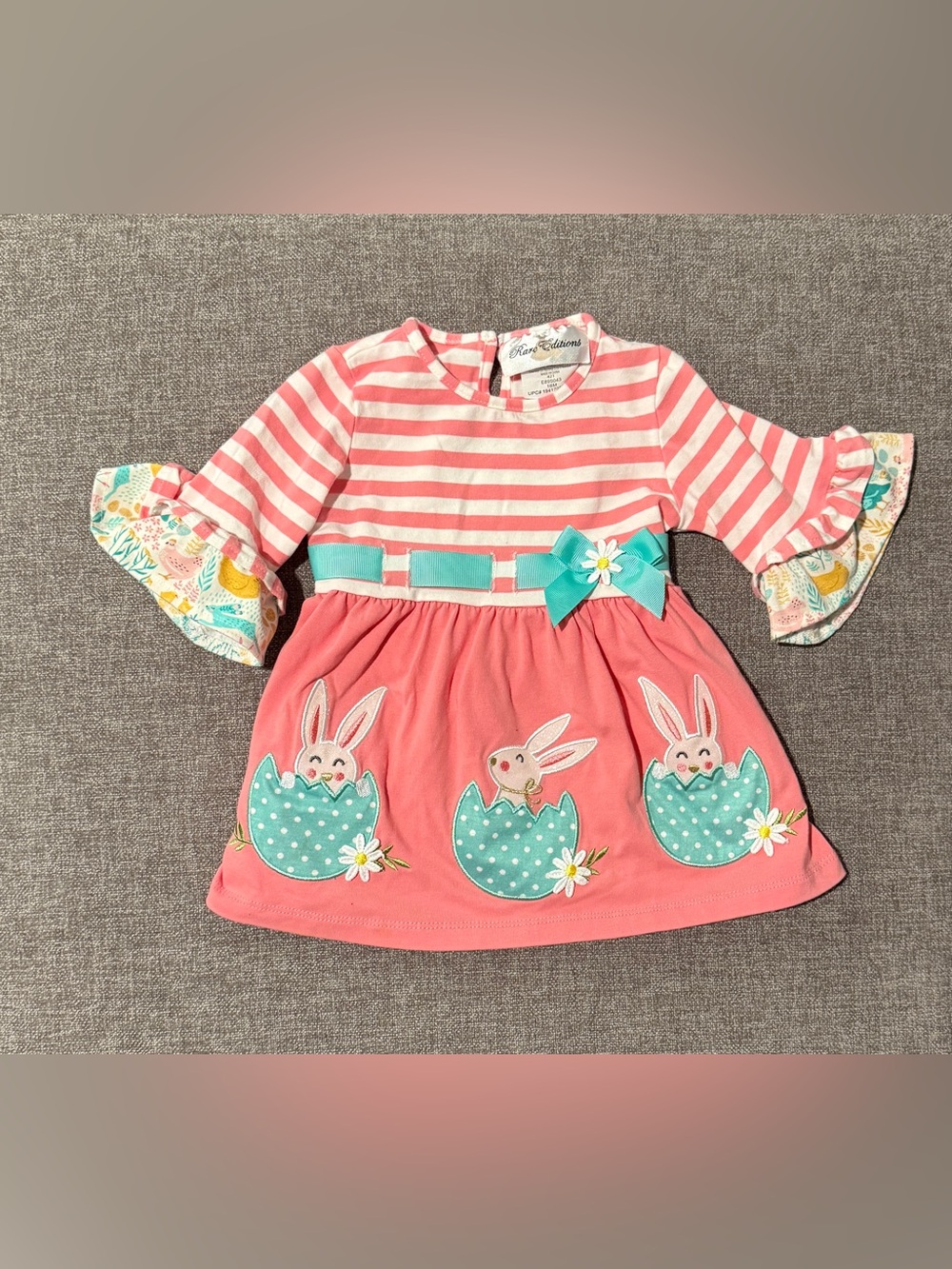 Rare Editions Pink and White Striped Spring Dress 18m